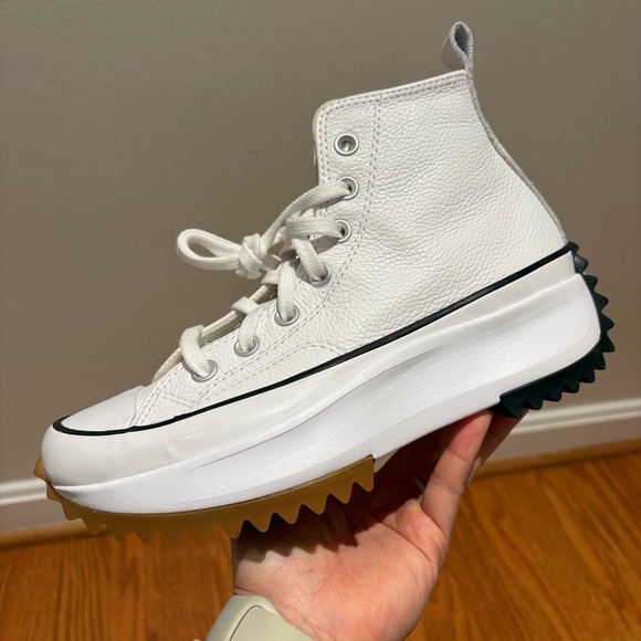 New Converse Run Star Hike Leather White Women's Platform Sneakers A04293C Sz 7 - Picture 6 of 12